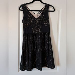 Black Lace Vneck Dress